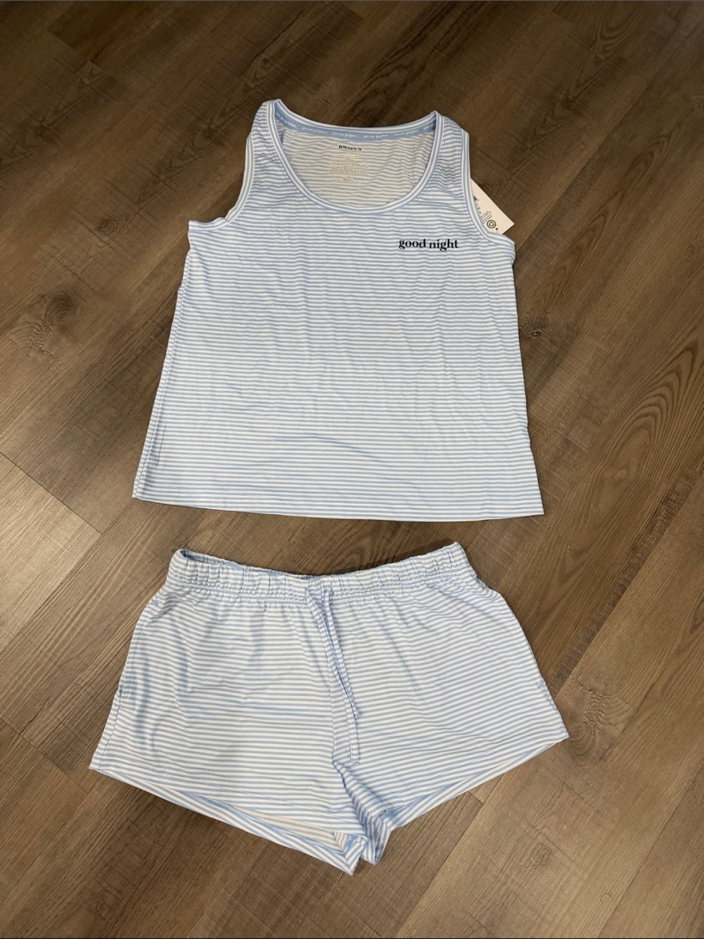 Joyspun Goodnight Striped Tank & Short Pajama Set - Light Blue